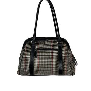 Vintage Chaps Houndstooth Satchel Structured Shoulder Bag Poetcore Academia